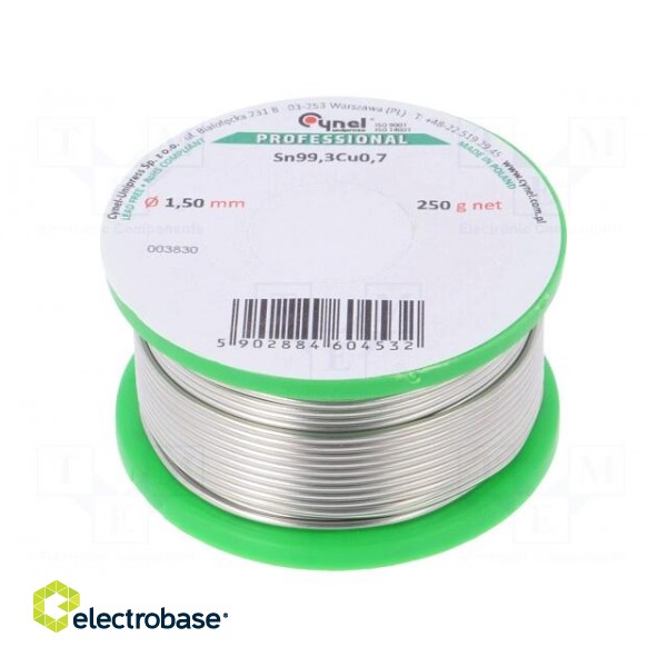 Solid,soldering wire | Sn99,3Cu0,7 | 1.5mm | 250g | lead free | 227°C