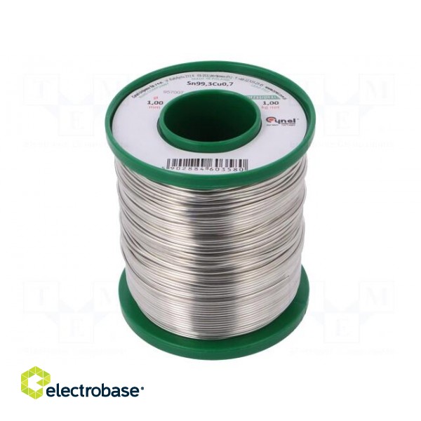 Solid,soldering wire | Sn99,3Cu0,7 | 1mm | 1kg | lead free | reel