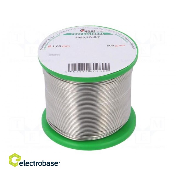 Solid,soldering wire | Sn99,3Cu0,7 | 1mm | 500g | lead free | reel