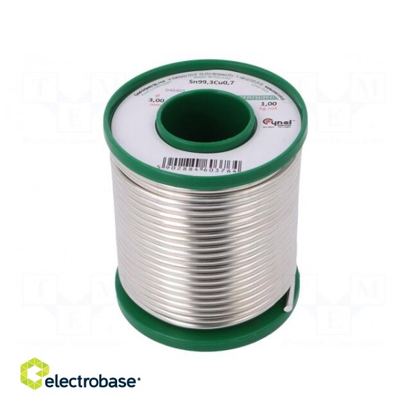 Solid,soldering wire | Sn99,3Cu0,7 | 3mm | 1kg | lead free | 227°C