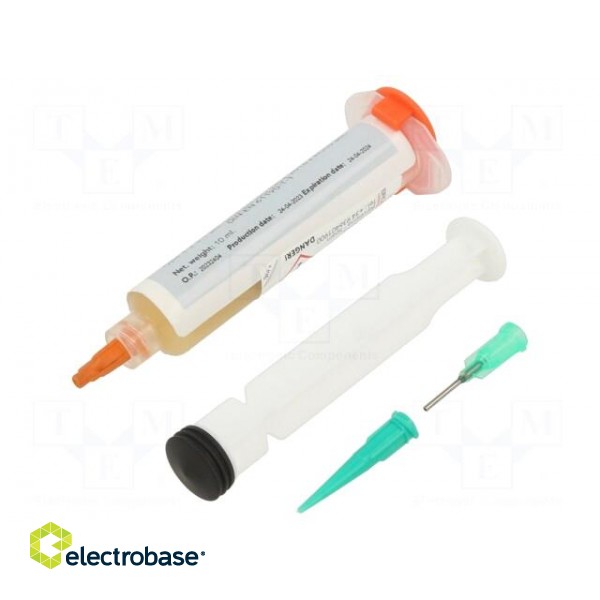 Flux: rosin based | halide-free,ROL0 | gel | syringe | 10ml | yellow