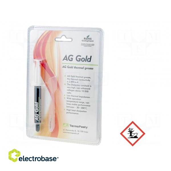 Heat transfer paste | copper | silicone + gold | 3g | AG Gold