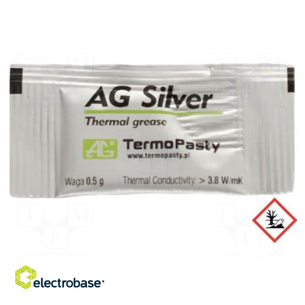 Heat transfer paste | silver | silicone+silver | 0.5g | AG SILVER
