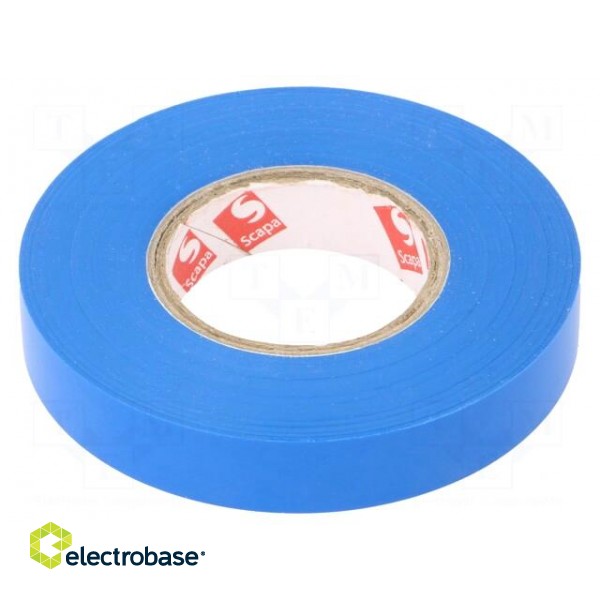 Tape: electrical insulating | W: 12mm | L: 25m | Thk: 0.13mm | blue | 180%