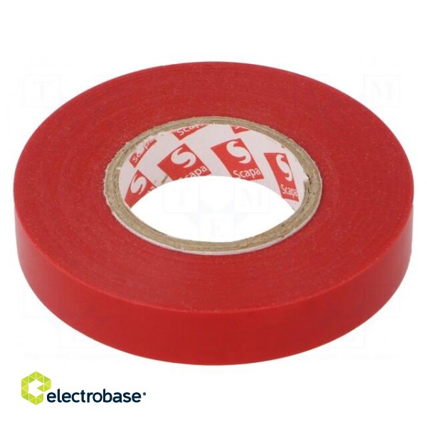 Tape: electrical insulating | W: 12mm | L: 25m | Thk: 130um | red | rubber