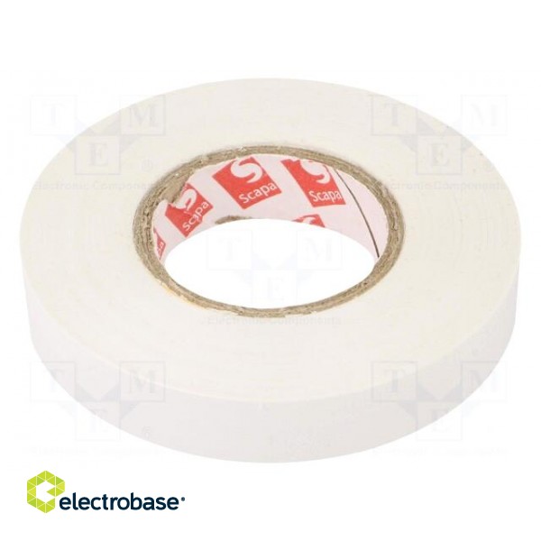 Tape: electrical insulating | W: 12mm | L: 25m | Thk: 130um | white | 180%