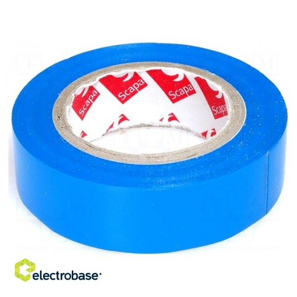 Tape: electrical insulating | W: 15mm | L: 10m | Thk: 0.13mm | blue | 180%