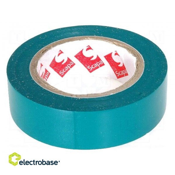 Tape: electrical insulating | W: 15mm | L: 10m | Thk: 0.13mm | green