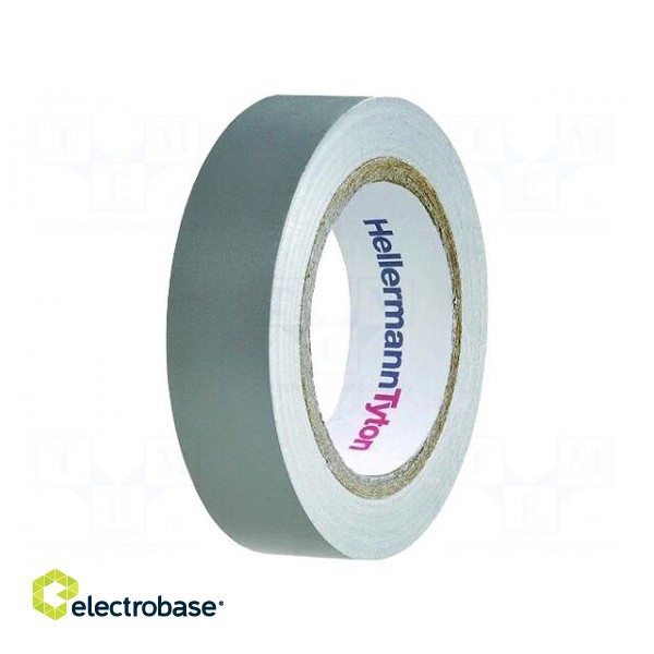 Tape: electrical insulating | W: 15mm | L: 10m | Thk: 0.15mm | grey | 220%