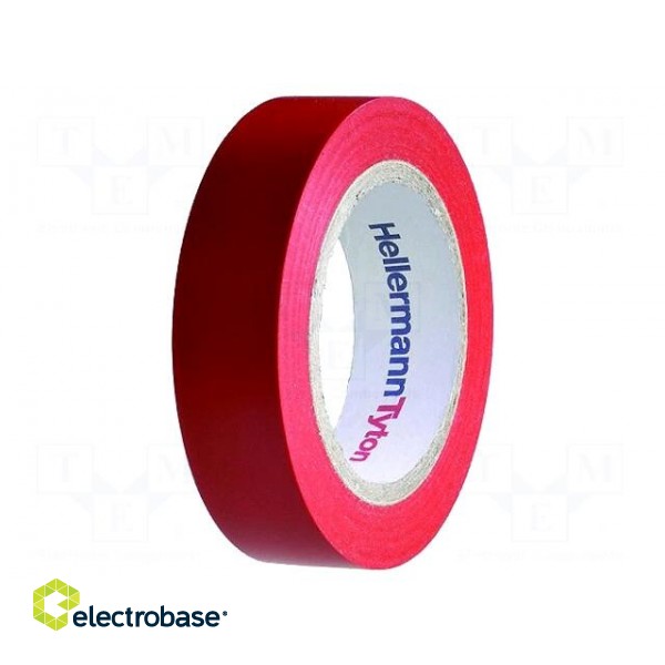 Tape: electrical insulating | W: 15mm | L: 10m | Thk: 0.15mm | red | 220%
