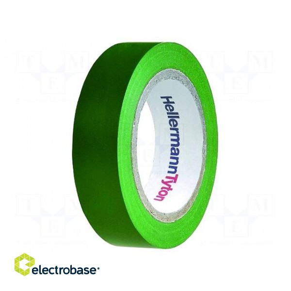 Tape: electrical insulating | W: 15mm | L: 10m | Thk: 0.15mm | green