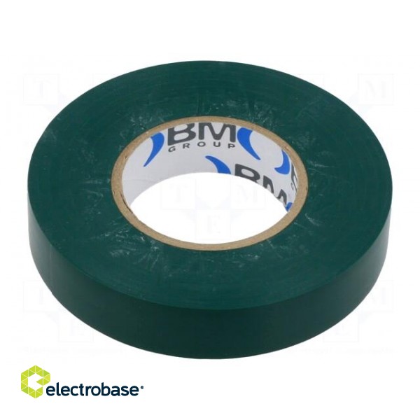 Tape: electrical insulating | W: 15mm | L: 25m | Thk: 0.15mm | green