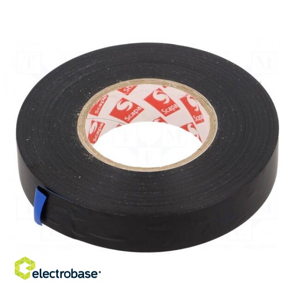 Tape: electrical insulating | W: 15mm | L: 33m | Thk: 0.13mm | black