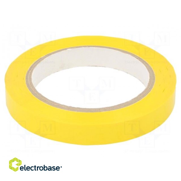 Tape: electrical insulating | W: 15mm | L: 66m | Thk: 60um | yellow | 80%