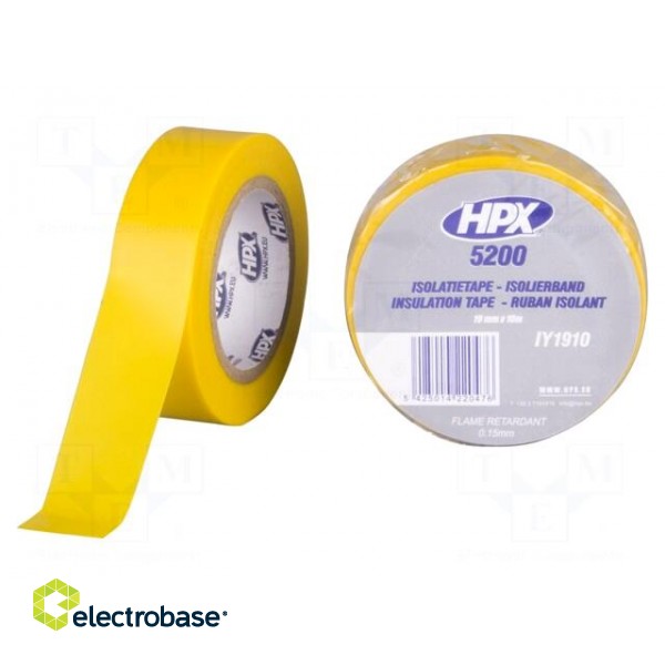 Tape: electrical insulating | W: 19mm | L: 10m | Thk: 0.15mm | yellow