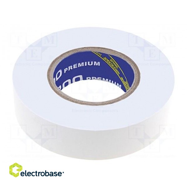 Tape: electrical insulating | W: 19mm | L: 18m | Thk: 0.18mm | white