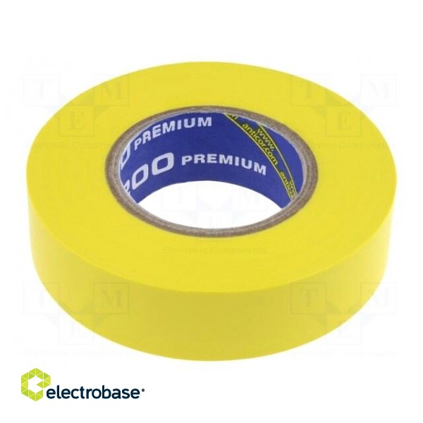 Tape: electrical insulating | W: 19mm | L: 18m | Thk: 0.18mm | yellow