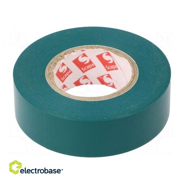 Tape: electrical insulating | W: 19mm | L: 20m | Thk: 130um | green | 180%