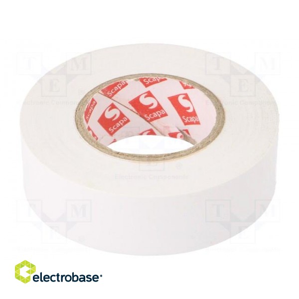 Tape: electrical insulating | W: 19mm | L: 20m | Thk: 130um | white | 180%