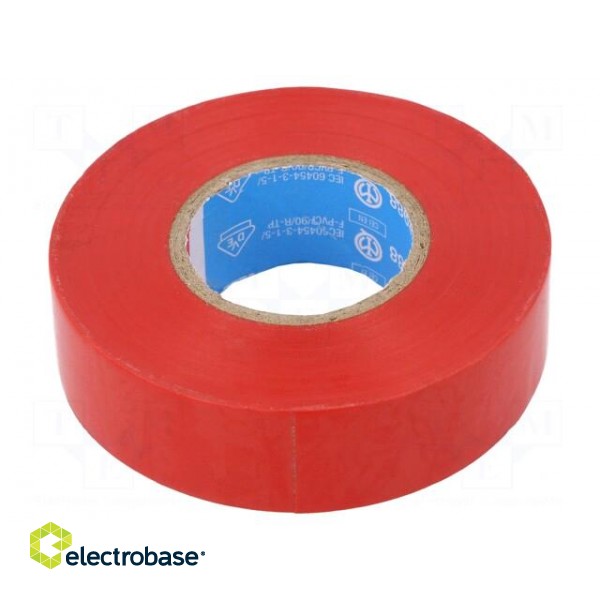 Electrically insulated tape | PVC | W: 19mm | L: 20m | red