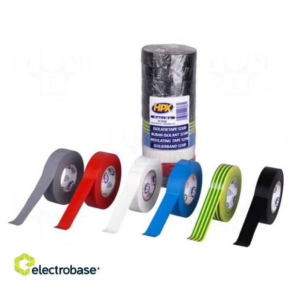 Tape: electrical insulating | W: 19mm | L: 20m | Thk: 0.15mm | rubber