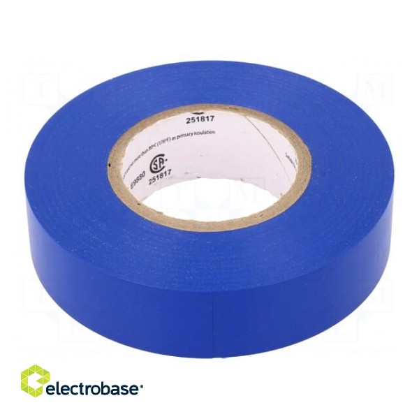 Tape: electrical insulating | W: 19mm | L: 20m | Thk: 0.18mm | blue | 260%