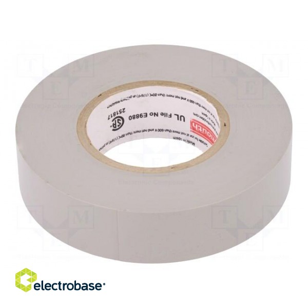 Tape: electrical insulating | W: 19mm | L: 20m | Thk: 0.18mm | grey | 260%
