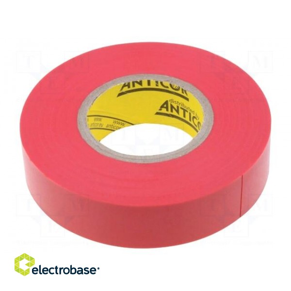 Tape: electrical insulating | W: 19mm | L: 20m | Thk: 0.19mm | red | 380%