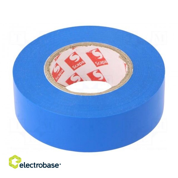 Tape: electrical insulating | W: 19mm | L: 20m | Thk: 0.13mm | blue | 180%