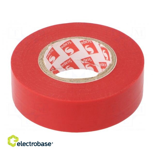 Tape: electrical insulating | W: 19mm | L: 20m | Thk: 0.13mm | red | 180%