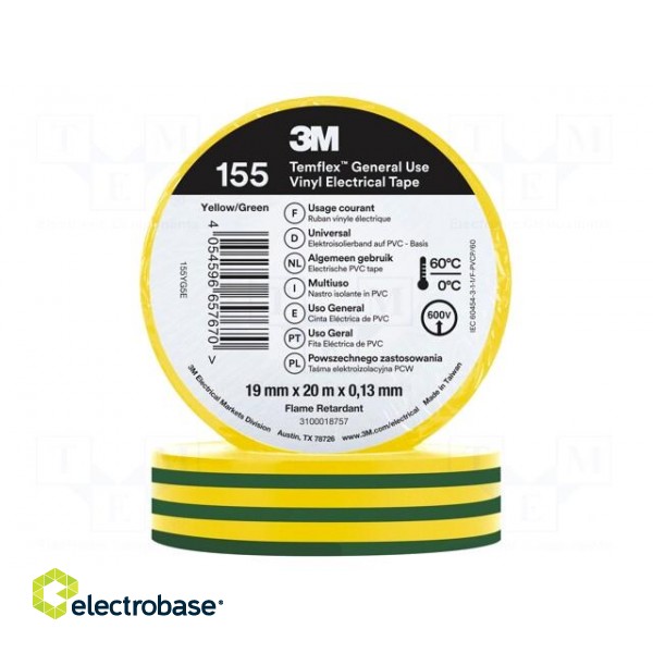 Tape: electrical insulating | W: 19mm | L: 20m | Thk: 0.127mm | rubber