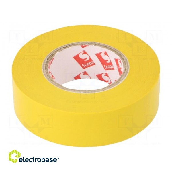 Tape: electrical insulating | W: 19mm | L: 20m | Thk: 130um | yellow