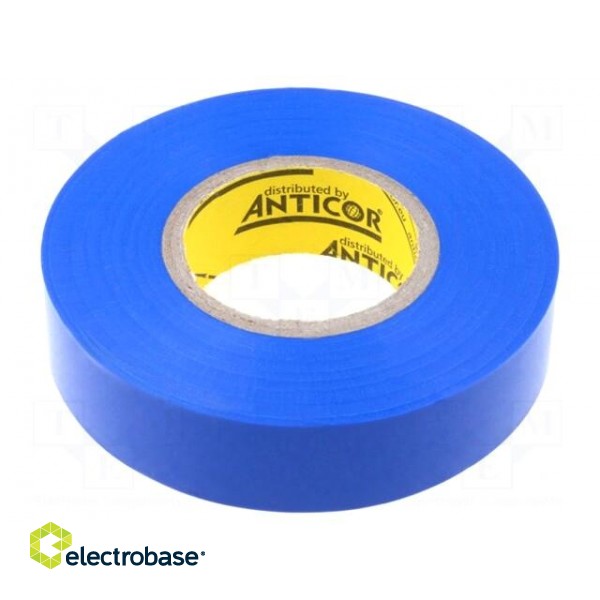 Tape: electrical insulating | W: 19mm | L: 20m | Thk: 0.19mm | blue | 380%