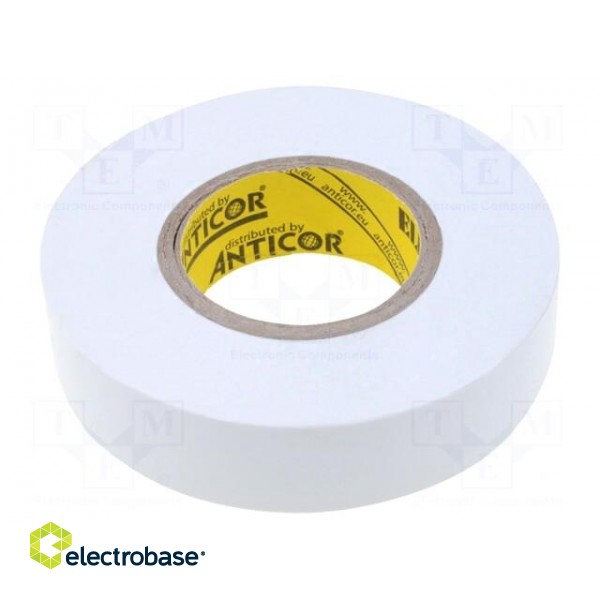 Tape: electrical insulating | W: 19mm | L: 20m | Thk: 190um | white | 100%