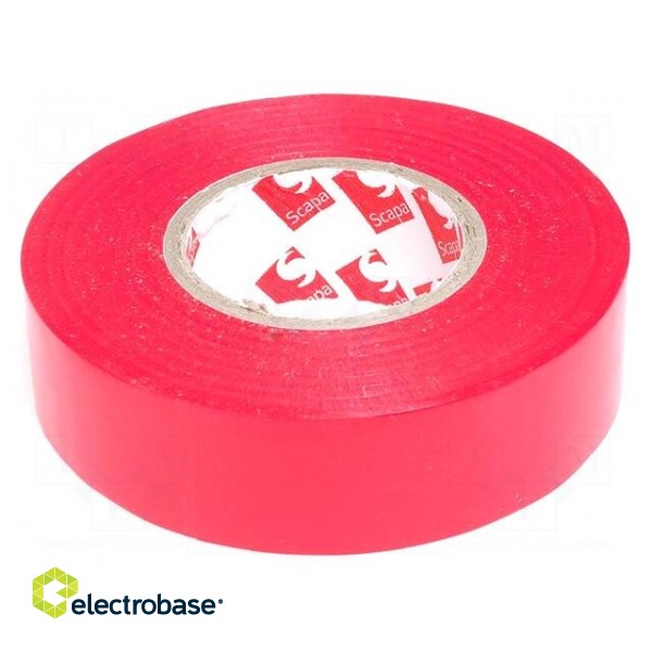 Tape: electrical insulating | W: 19mm | L: 25m | Thk: 0.13mm | red | 180%