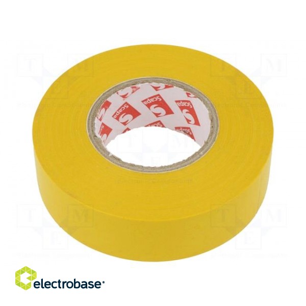 Tape: electrical insulating | W: 19mm | L: 25m | Thk: 130um | yellow