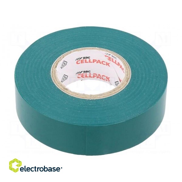 Tape: electrical insulating | W: 19mm | L: 25m | Thk: 0.15mm | green