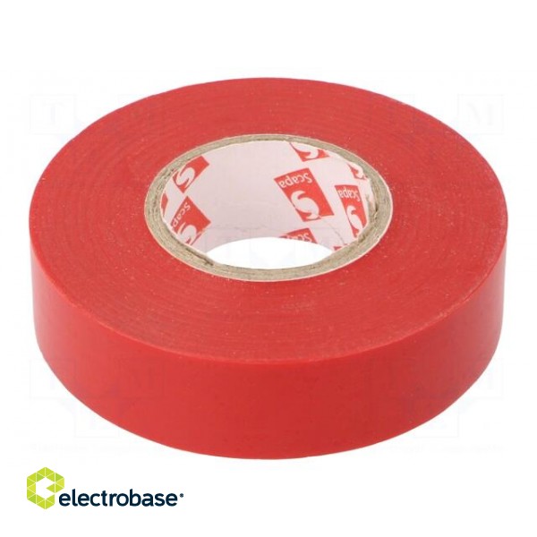 Tape: electrical insulating | W: 19mm | L: 25m | Thk: 0.15mm | red | 170%