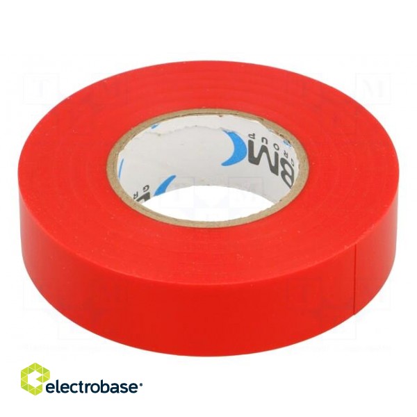 Tape: electrical insulating | W: 19mm | L: 25m | Thk: 0.15mm | red | 200%