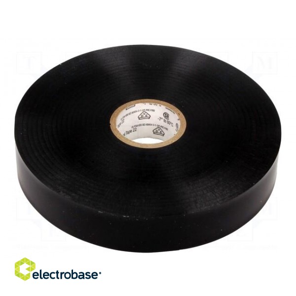 Tape: electrical insulating | W: 19mm | L: 33m | Thk: 0.25mm | black