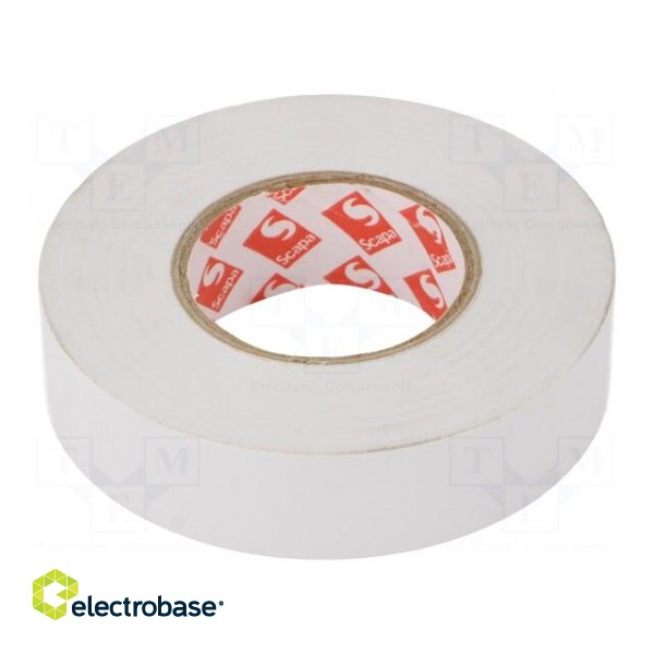 Tape: electrical insulating | W: 19mm | L: 33m | Thk: 130um | white | 180%