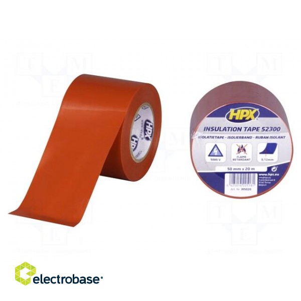 Tape: electrical insulating | W: 50mm | L: 20m | Thk: 0.12mm | red | 5kV