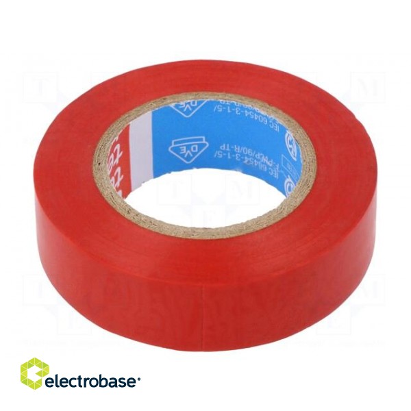 Tape: electrical insulating | W: 15mm | L: 10m | Thk: 0.15mm | red | 240%