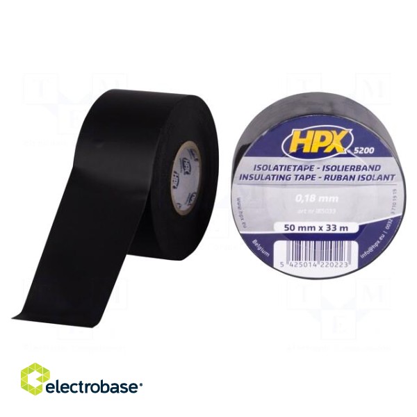 Tape: electrical insulating | W: 50mm | L: 33m | Thk: 0.15mm | black