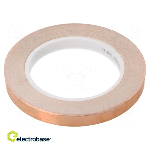 Tape: electrically conductive | W: 12mm | L: 33m | Thk: 0.08mm | copper