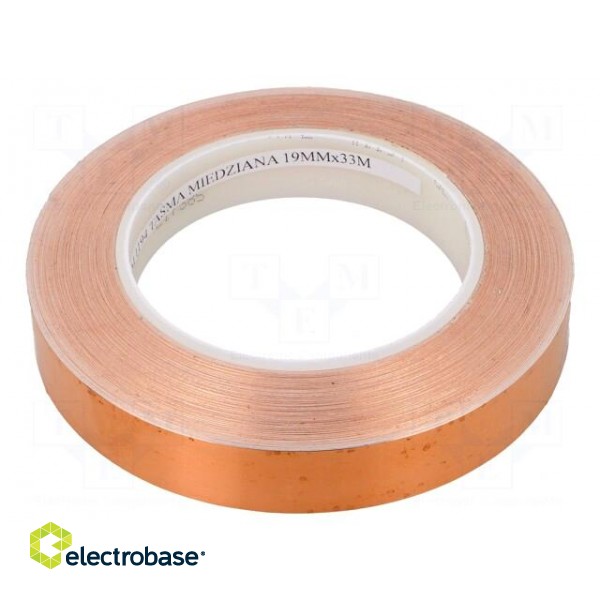 Tape: electrically conductive | W: 19mm | L: 33m | Thk: 0.066mm | copper