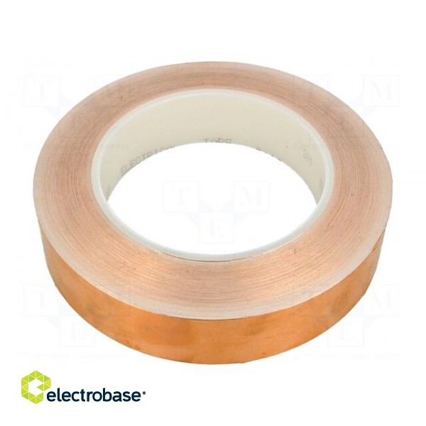 Tape: electrically conductive | W: 25mm | L: 33m | Thk: 0.066mm | copper