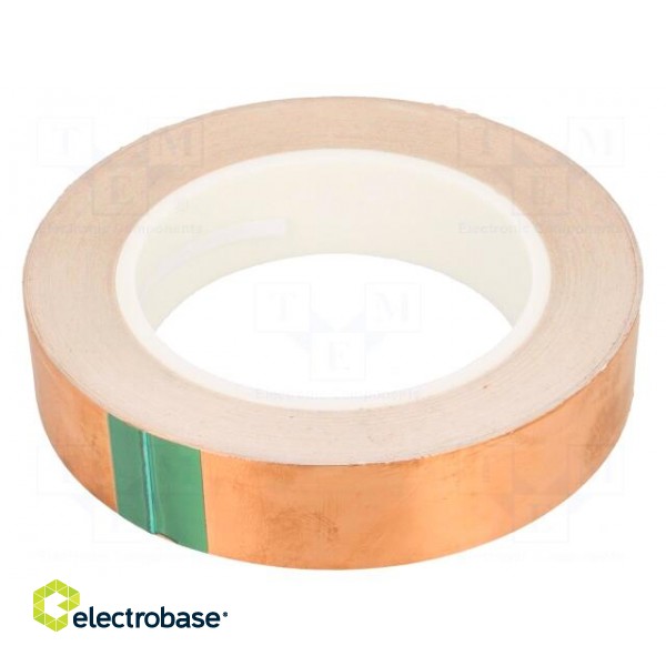 Tape: electrically conductive | W: 25mm | L: 33m | Thk: 0.08mm | copper