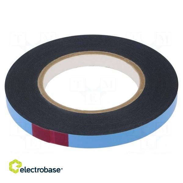 Tape: fixing | W: 12mm | L: 10m | Thk: 0.8mm | two-sided adhesive | black