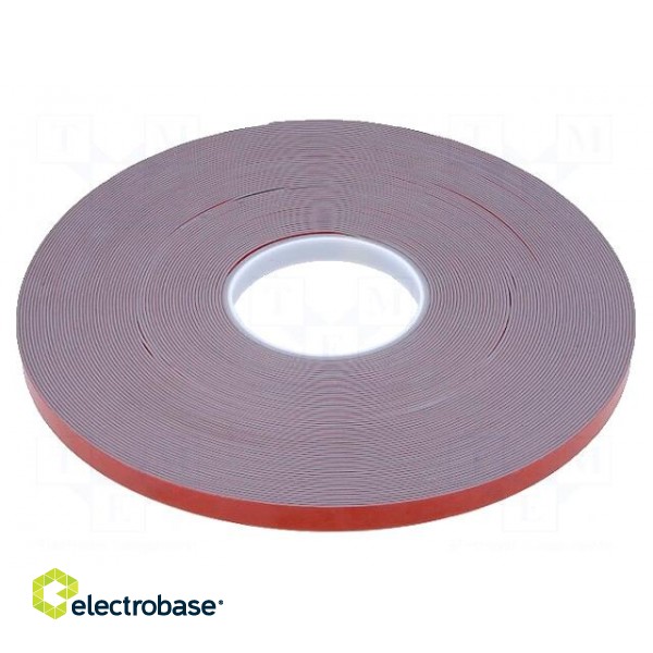 Tape: fixing | W: 12mm | L: 33m | Thk: 1.1mm | double-sided | acrylic | grey